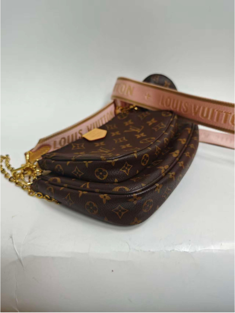Louis Vuitton Multi Pochette Accessories Pink Strap Monogram EXCELLENT - Picture 16 of 16